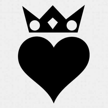 Heart with crown icon. Vector illustration. Black icon on a white background.のイラスト素材