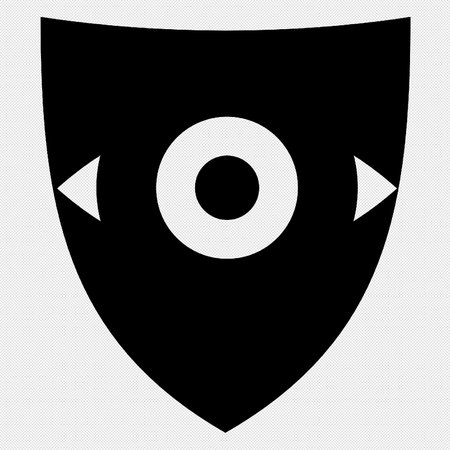 Shield with eye sign. Vector. Black icon on a white background. Isolated.のイラスト素材
