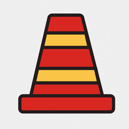 Traffic cone icon. Road sign. Black dotted vector illustration on white background.のイラスト素材