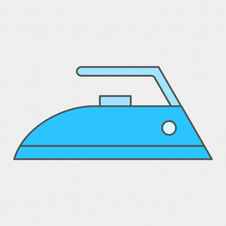 Iron icon. Blue icon on a gray background with grid. Vector illustrationのイラスト素材