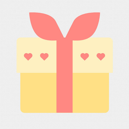 Gift box with hearts icon on a grey background. Vector illustrationのイラスト素材