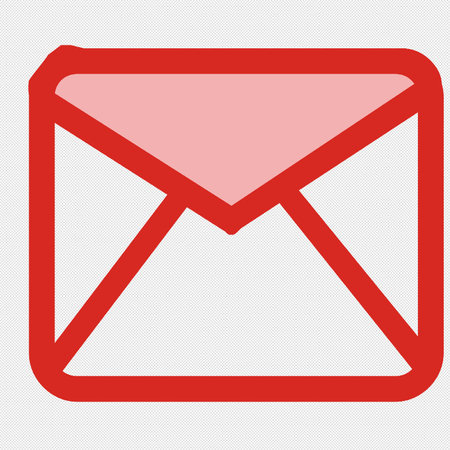 Mail icon. Flat style vector illustration. Red dotted line icon on white background.のイラスト素材