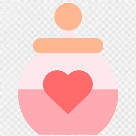 Perfume bottle icon with heart sign. Flat designのイラスト素材