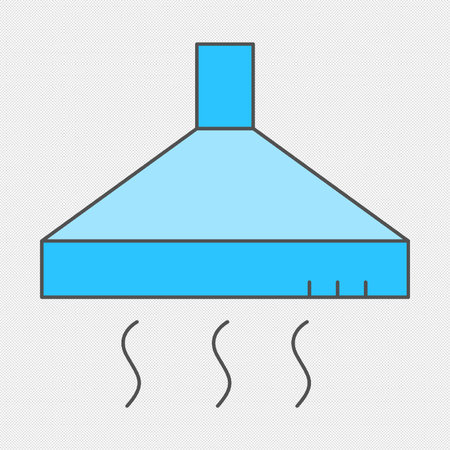 Kitchen hood icon. Kitchen ventilation sign. Blue icon on a gray background. Vector illustrationのイラスト素材