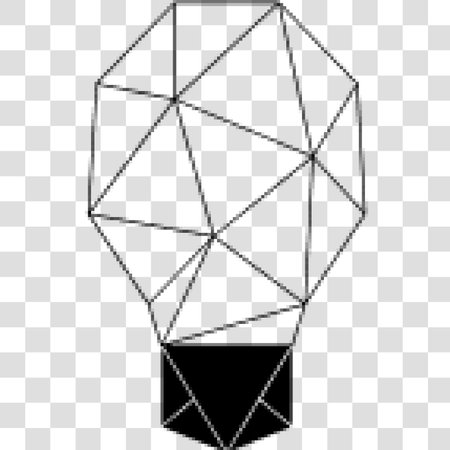 Black and white polygonal low poly geometric shape on transparent backgroundのイラスト素材
