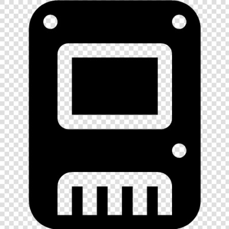 Micro SD card icon. Vector illustration. Black icon on transparent background.