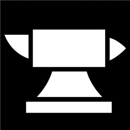 Blacksmith anvil icon. White silhouette on black background. Vector illustration.のイラスト素材
