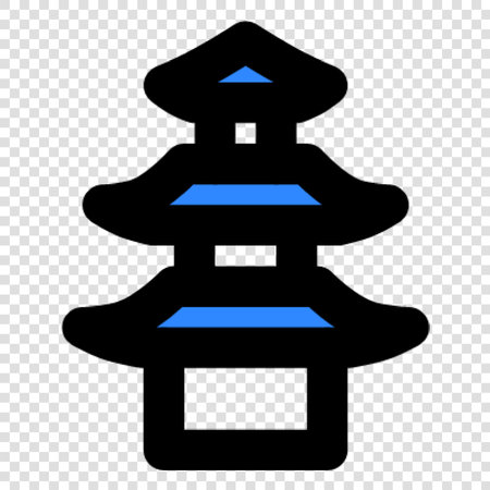 Pagoda icon. Blue icon on transparent background with shadow.のイラスト素材