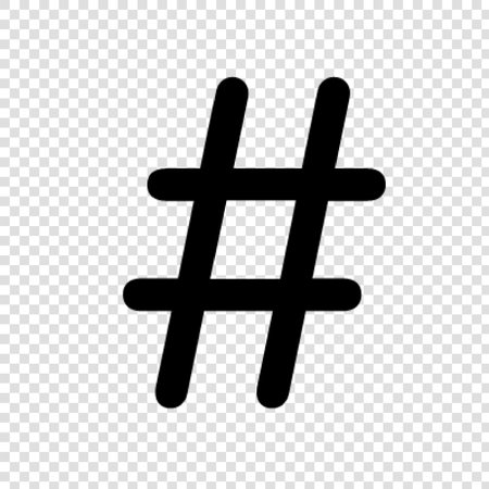 Hashtag sign. Black icon on transparent background. Vector illustration.のイラスト素材