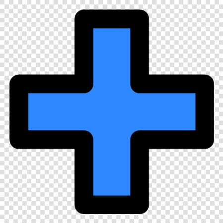 Medical cross sign. Vector. Blue icon on transparent background with transition.のイラスト素材