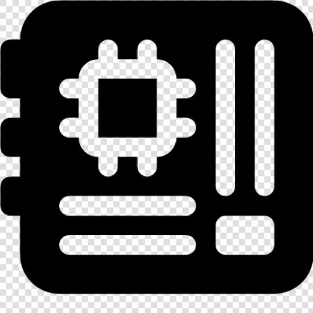 Processor icon. Vector illustration. Black icon on transparent background.