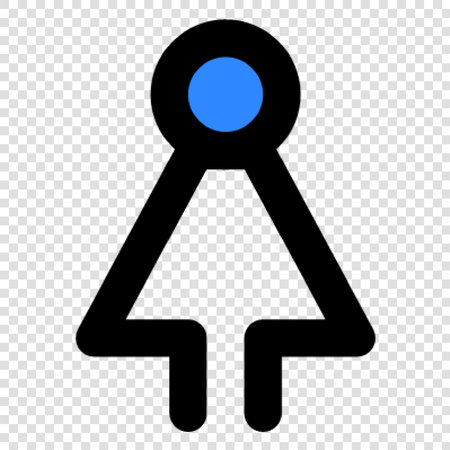 Toilet sign illustration. Blue icon on transparent background with transition.のイラスト素材