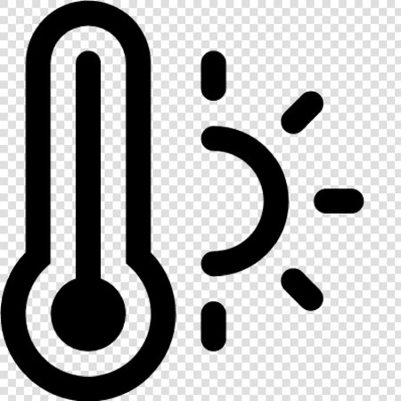 Thermometer sign. Black icon on transparent background with transition.