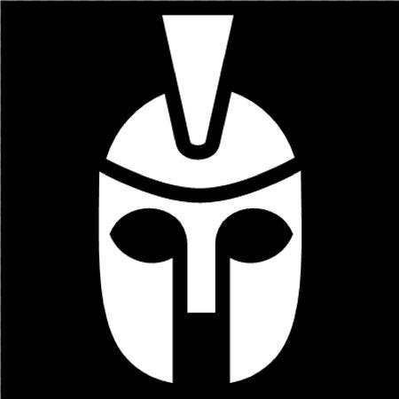 Spartan helmet vector icon. Black and white knight illustration.のイラスト素材