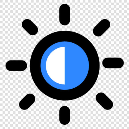 Sun sign illustration. Blue icon on transparent background. Flat style.のイラスト素材