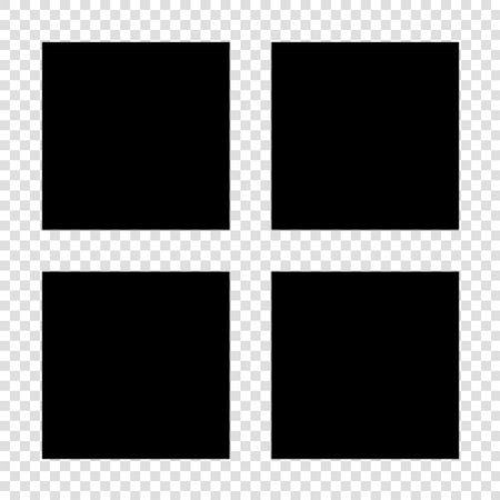 Set of four black frames isolated on transparent background. Vector illustration.のイラスト素材