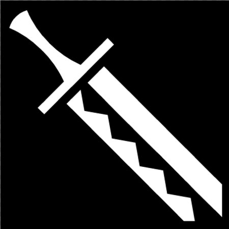 Sword icon. Vector illustration. White on black background. Isolated.のイラスト素材