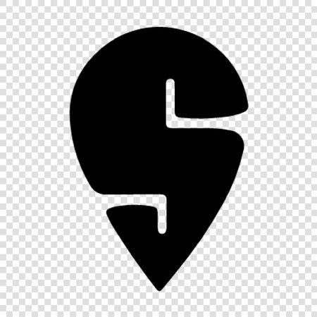 Map pointer with number two. Black icon on transparent background. Vector illustrationのイラスト素材