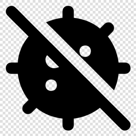 Stop virus sign. Black icon on transparent background. Vector illustration.のイラスト素材