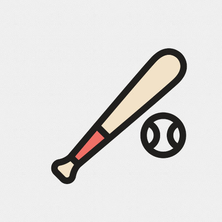 Baseball bat and ball icon vector illustration. Flat design style.のイラスト素材
