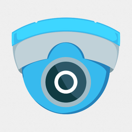 Security Camera Icon on a gray background. Vector illustration in flat style