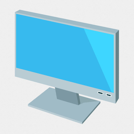 Computer monitor with blank screen, isometric view. Vector illustration.のイラスト素材