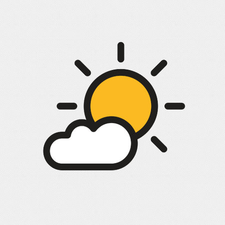 Sun and cloud icon. Weather symbol. Flat design style eps 10のイラスト素材