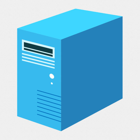 Computer icon on a white background. Blue isometric design. Vector illustrationのイラスト素材