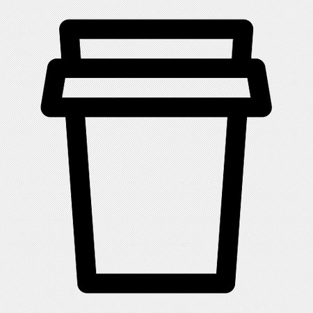 Disposable Coffee Cup vector icon. Illustration style is a flat iconic black symbol on a white background.のイラスト素材