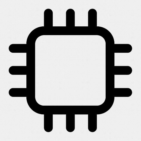 Central Processing Unit vector icon. Illustration style is a flat iconic black symbol on a white background.のイラスト素材
