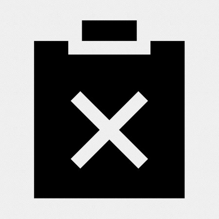 Clipboard with cross mark. Black icon on a white background.のイラスト素材