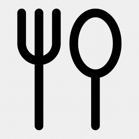 Spoon and fork sign. Vector. Black icon on a white background.のイラスト素材