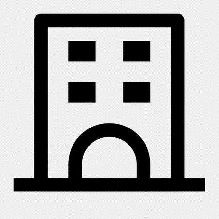 Building Icon Vector. Black Isolated Illustration on a Gray Background.のイラスト素材