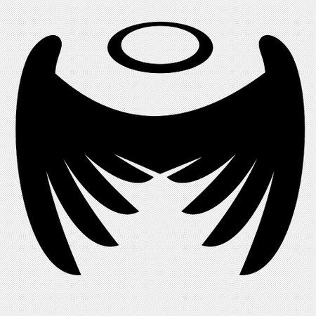 Wings icon on a black background. Vector illustration, flat design.のイラスト素材