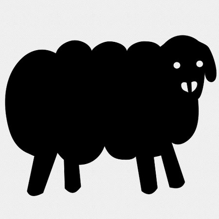 Sheep black silhouette on a white background. Vector illustration. Isolate.のイラスト素材