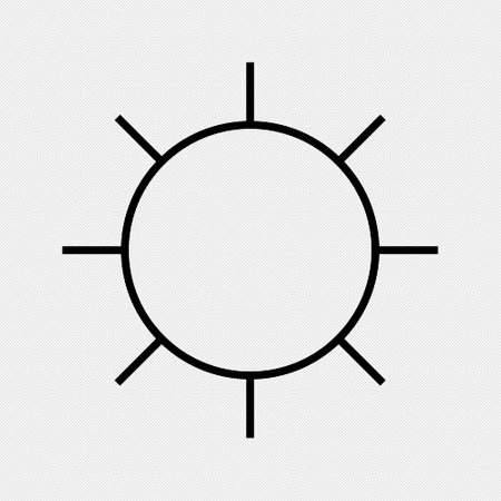 Sun icon on a white background with a black line. Vector illustrationのイラスト素材