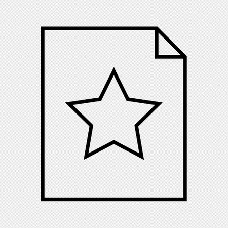 Star Document Icon. Black Contour Design. Vector Illustration.のイラスト素材