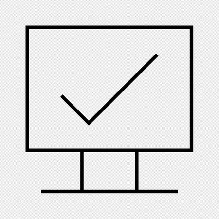 Check mark on screen monitor. Vector icon on a black background.のイラスト素材