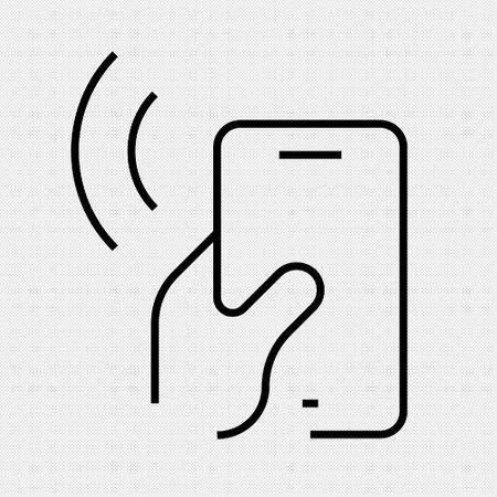 Smartphone with NFC technology vector icon. Black dotted line illustration.のイラスト素材