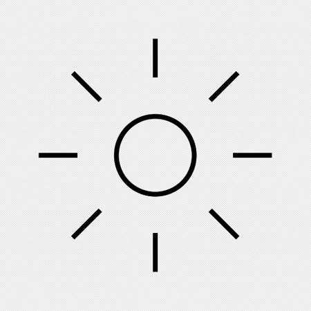 Sun icon on a white background. Vector illustration, flat design.のイラスト素材