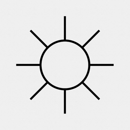 Sun icon on a white background with a black line. Vector illustrationのイラスト素材