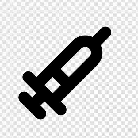 Syringe icon. Vector illustration. Black symbol on a white background.のイラスト素材