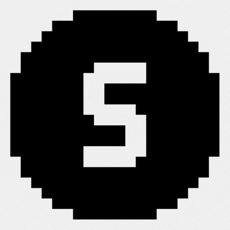 Number 3 Pixel Art Icon Isolated on Black Background, Vector Illustrationのイラスト素材