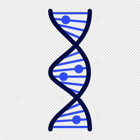 DNA molecule icon - blue vector illustration on transparent background with place for your textのイラスト素材