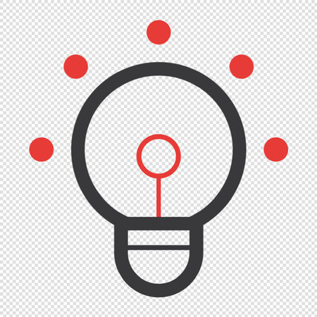 Light bulb icon illustration sign design style over a transparent background - vectorのイラスト素材