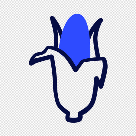Corn Icon - Blue Illustration - Isolated On Transparent Backgroundのイラスト素材