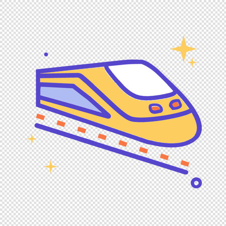 High speed train icon - Vector Illustration - Isolated On Transparent Backgroundのイラスト素材