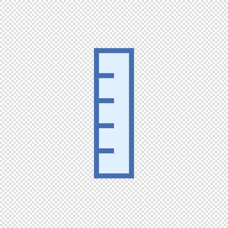 Ruler icon - blue vector illustration on transparent background. Flat designのイラスト素材