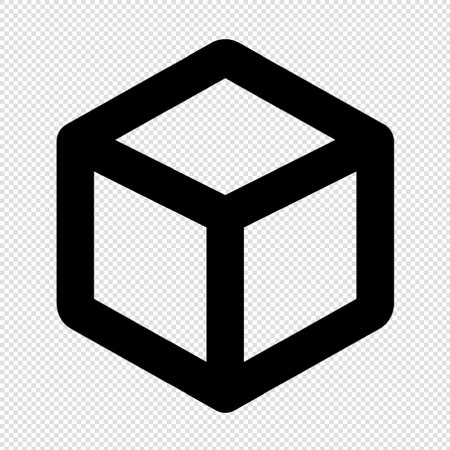 Cube Icon - Black Illustration - Isolated On Transparent Backgroundのイラスト素材