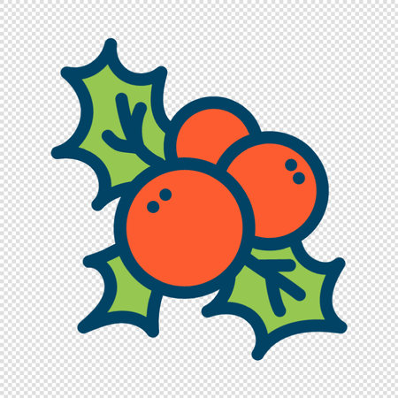 Holly berry icon illustration sign design style. Isolated on transparent backgroundのイラスト素材